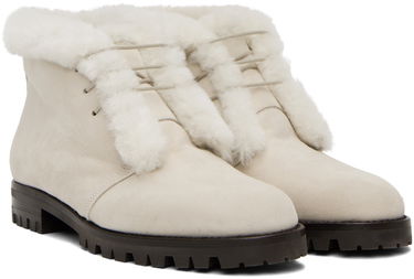 Oblečenie Manolo Blahnik Manolo Blahnik Mircus Suede Shearling Boots Biela | 320-1233, 3