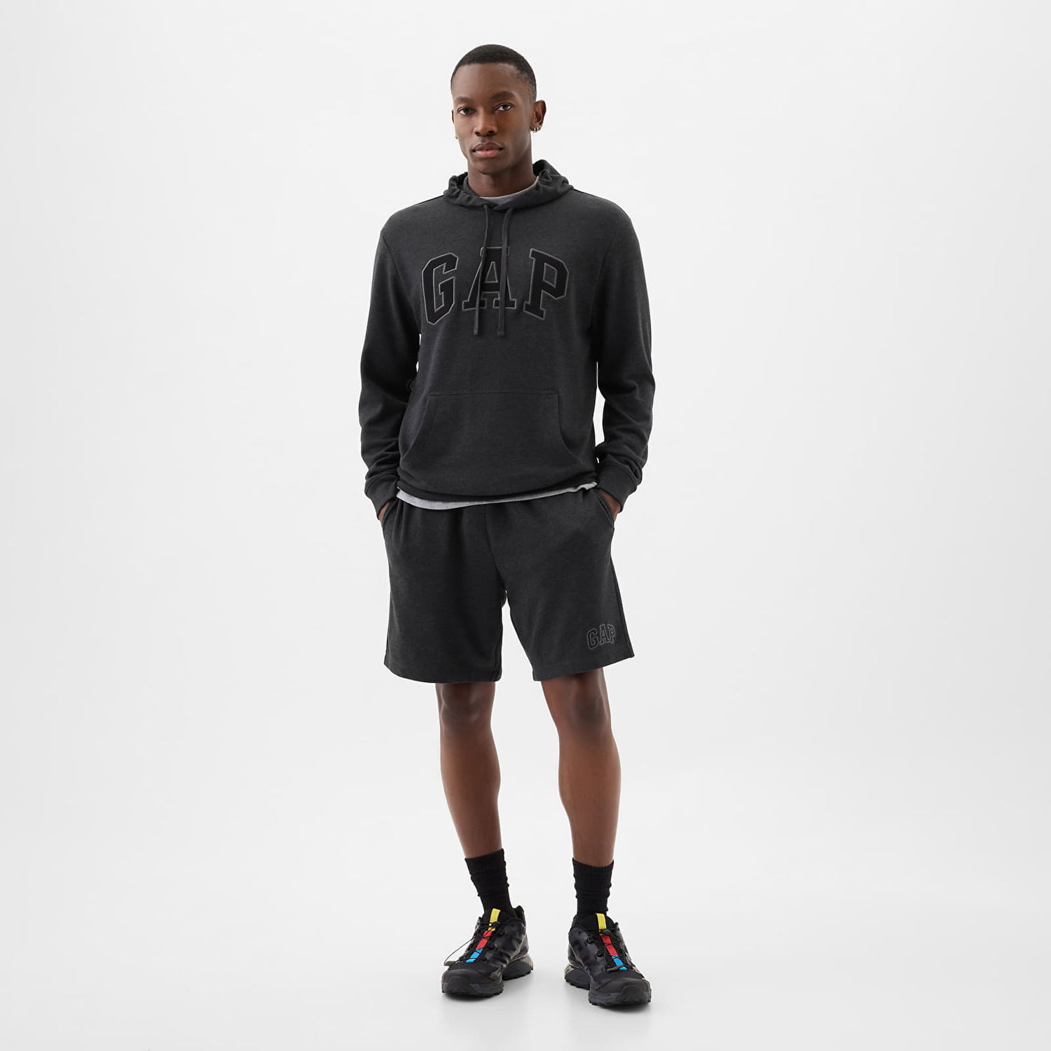 Šortky GAP French Terry Logo Shorts B85 Charcoal Heather Grey Šedá | 868464-03, 0