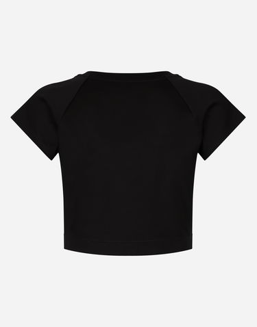 Crop Top Dolce & Gabbana Cropped Jersey T-shirt With Tag Čierna | F8U12THU7H8N0000, 1