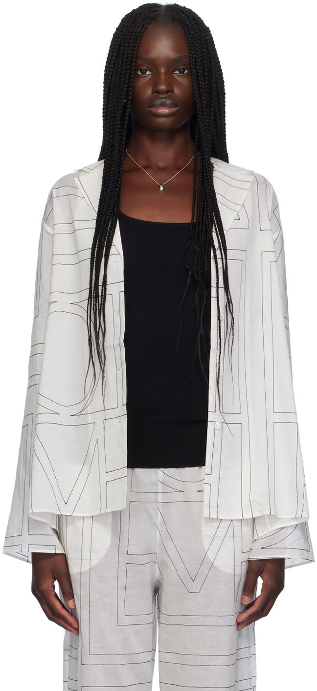 Košeľa TOTEME TOTEME Monogram Print Long Sleeve Shirt Biela | 243-WRT976-FB0239, 0