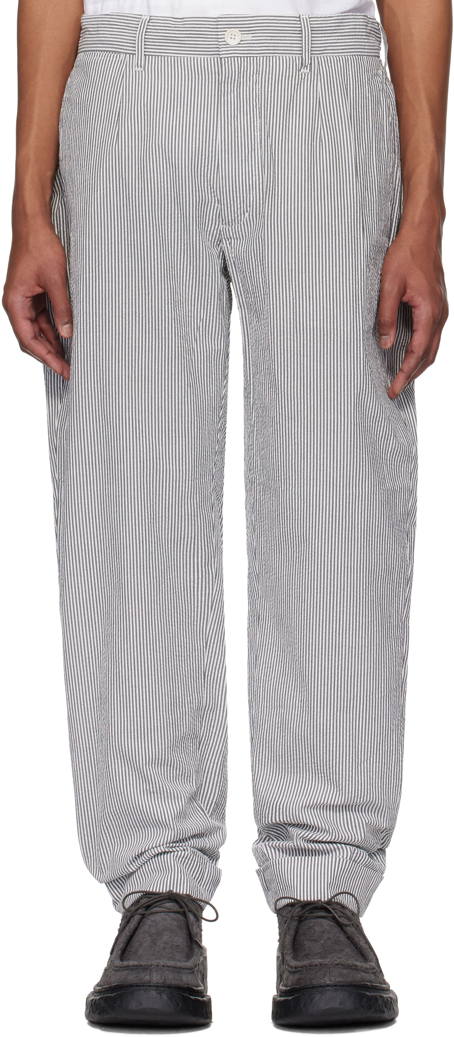 Nohavice Engineered Garments Engineered Garments Andover Striped Trousers Biela | 25S1F001, 0