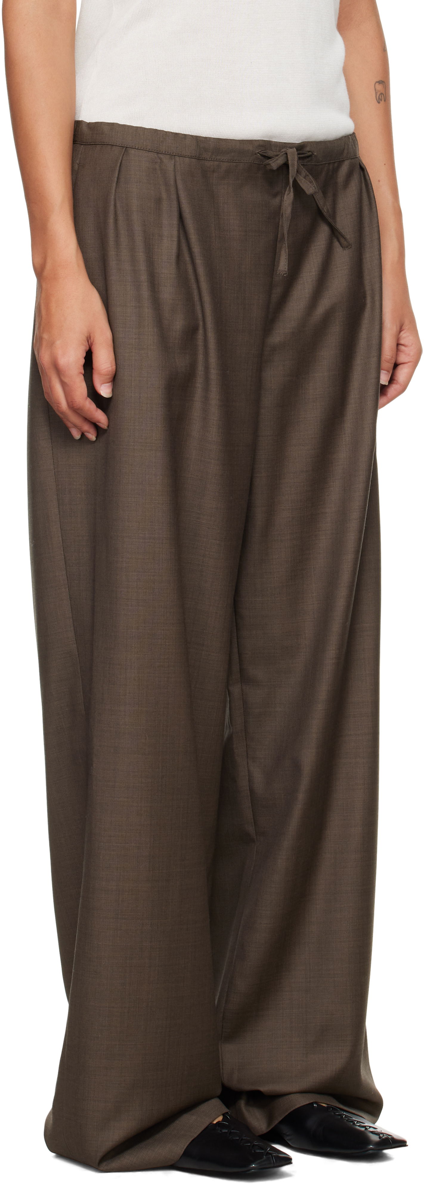 Nohavice Loulou de Saison Loulou de Saison Cove Elastic Waisted Trousers Hnedá | COVE LDS, 1