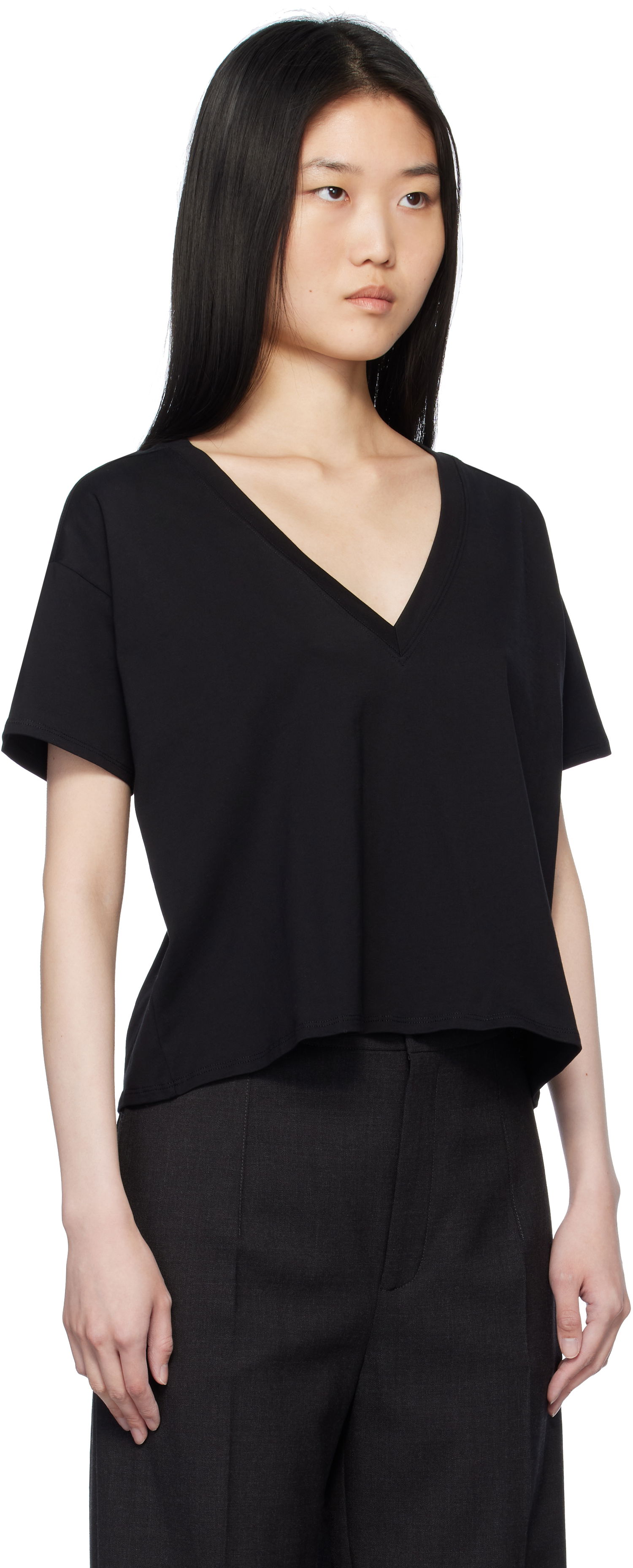 Tričko Loulou de Saison Loulou de Saison Faaa V-Neck T-Shirt Čierna | FAAA, 1