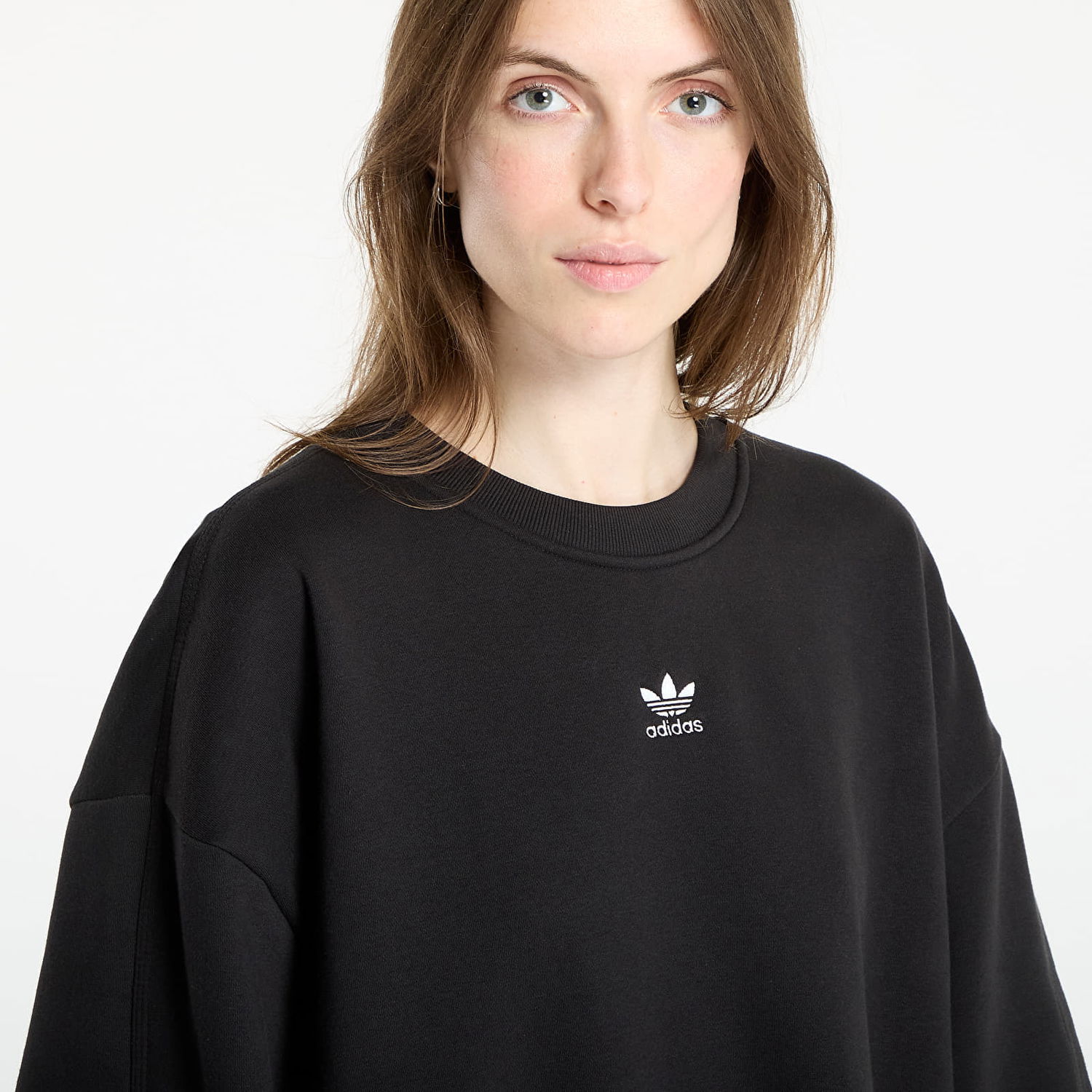 Mikina adidas Originals Essentials Fleece Long Oversized Crew Sweatshirt Čierna | IY1834, 1