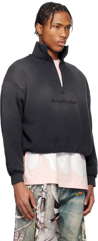 Mikina Acne Studios Acne Studios Cropped Half-Zip Sweatshirt Čierna | AI0161-, 1