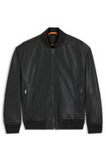 Regular-Fit Textured Leather Bomber Jacket