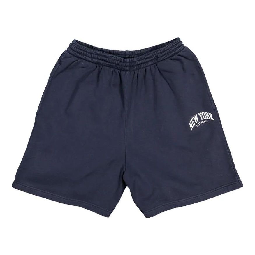 Šortky Balenciaga Balenciaga Cities New York Cotton Sweat Shorts Modrá | 676137TLVM30396, 0