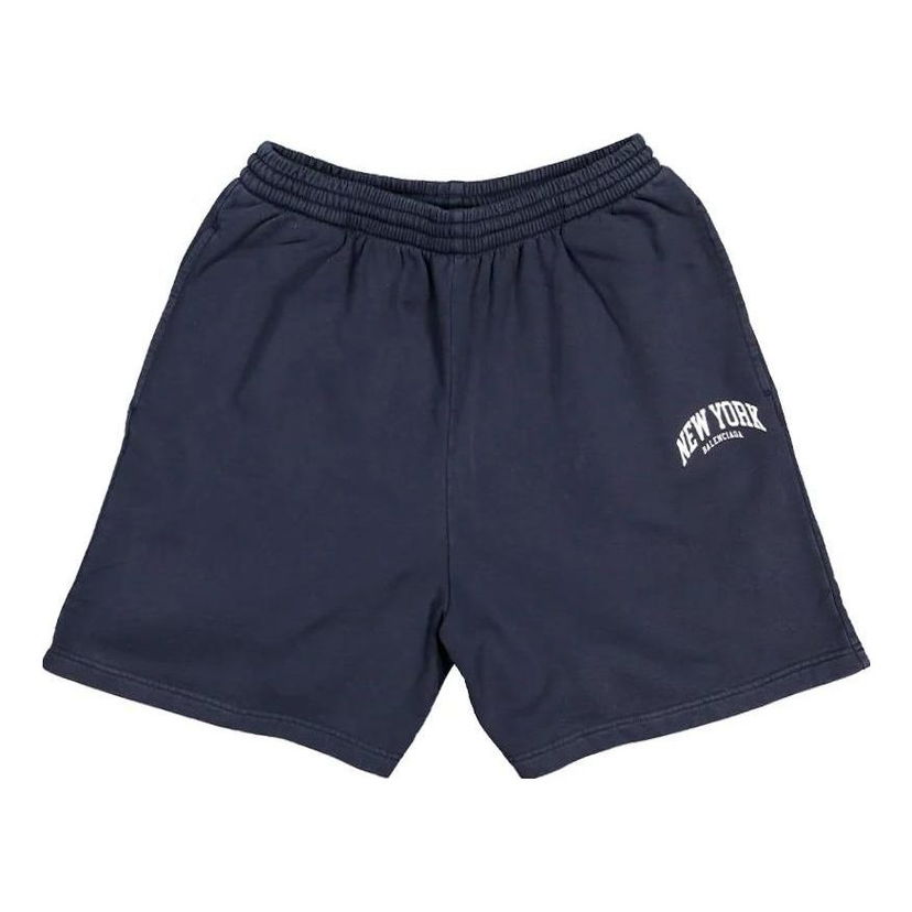 Šortky Balenciaga Balenciaga Cities New York Cotton Sweat Shorts Modrá | 676137TLVM30396