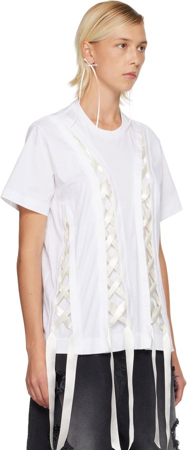 Tričko Simone Rocha Simone Rocha Unraveling Ribbon T-shirt Biela | 5368 0553, 1