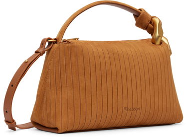 Taška cez rameno JW Anderson The JWA Corner Pleated Suede Shoulder Bag with Sculptural Chain Handle Hnedá | HB0755-LA0375, 3