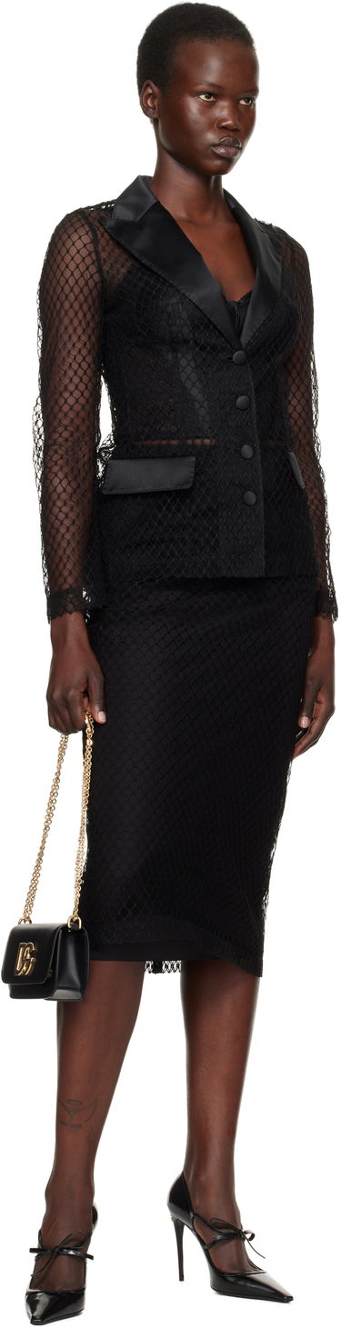 Sukňa Dolce & Gabbana Mesh Pencil Midi Skirt Čierna | F4C0CT HLM83, 3