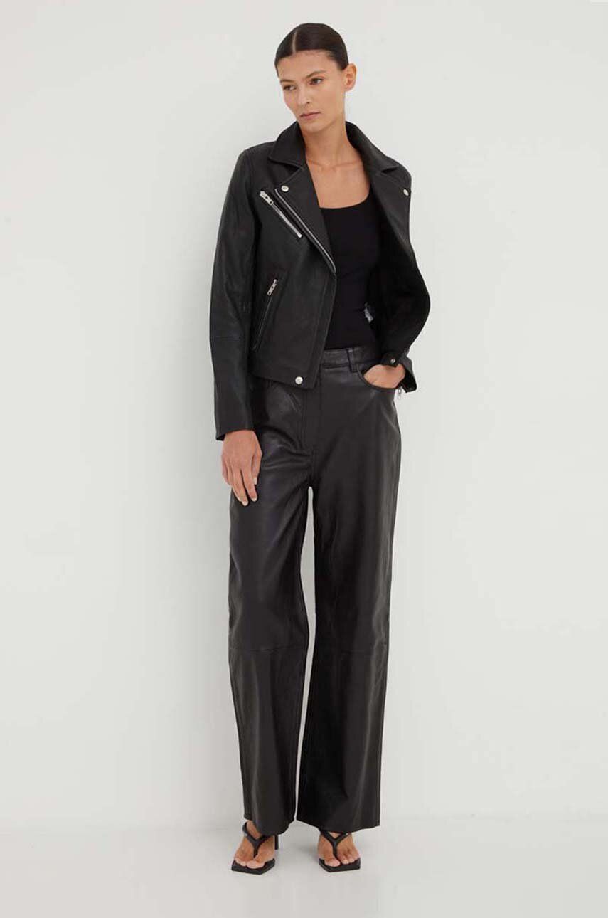 Bunda Samsoe Samsoe Samsoe Samsoe Leather Biker Jacket Čierna | F00008200, 1