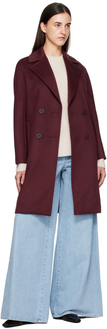 Kabáty Max Mara Max Mara Agenda Double-Breasted Coat Vínová | 2526016081, 3