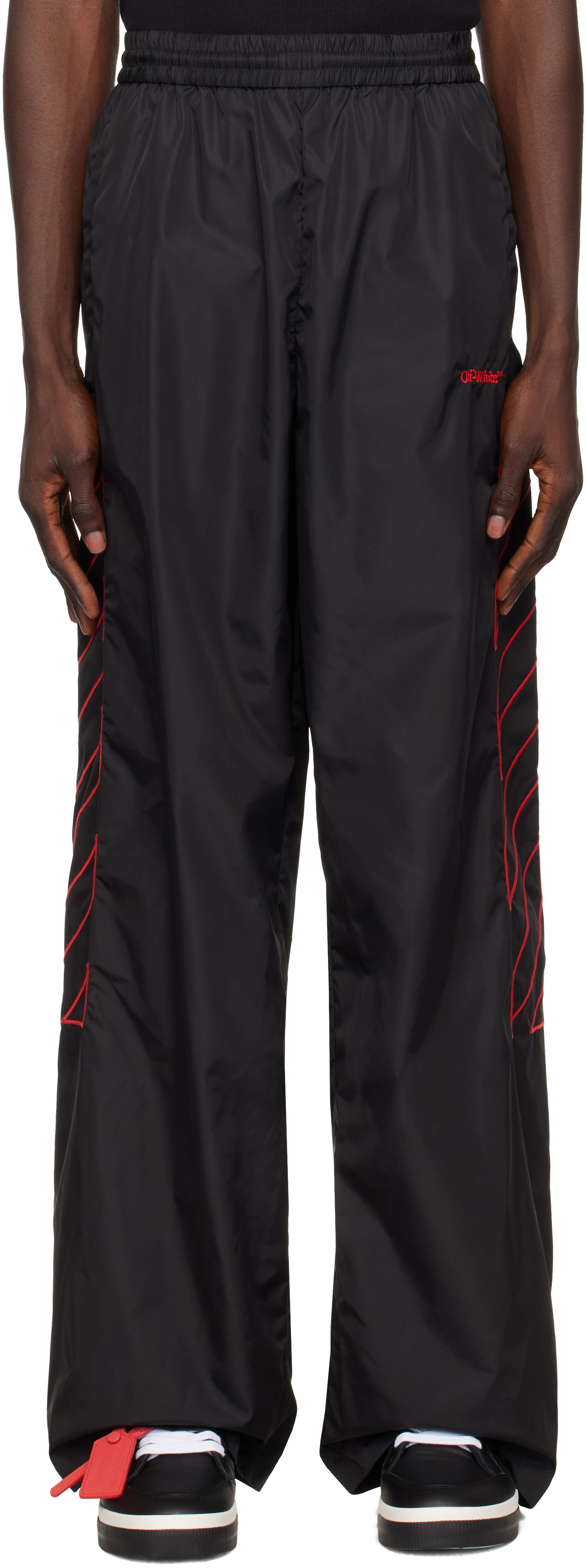Nohavice Off-White Outlined Diag Track Pants Čierna | OMCJ019F24FAB0011025, 0