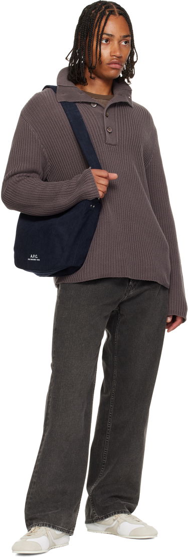 Taška cez rameno A.P.C. A.P.C. Journal Small Corduroy Satchel Navy | PSALI-M67010, 3