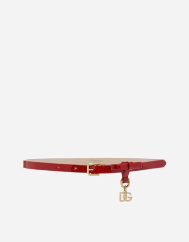 Opasok Dolce & Gabbana Dolce & Gabbana Patent Leather Bow Belt with DG Logo Charm Červená | EE0067A147187124, 0