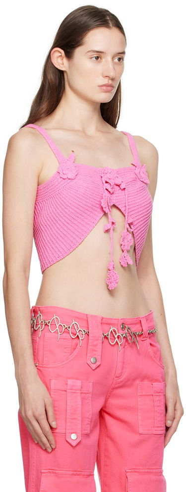 Tielko Blumarine Flower Lace-Up Camisole Béžová | P422M417A, 4