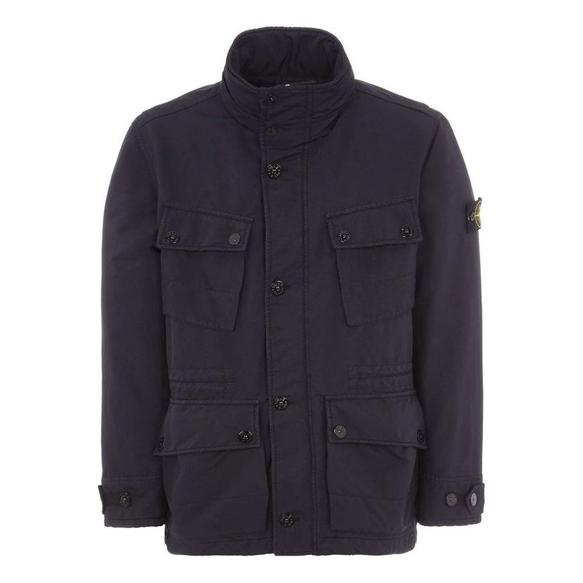 Bunda Stone Island Buttoned Logo-Patch Jacket Navy | 771541249-V0020