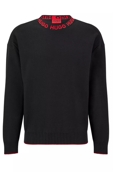 Sveter BOSS Cotton Sweater Čierna | 50474813, 0
