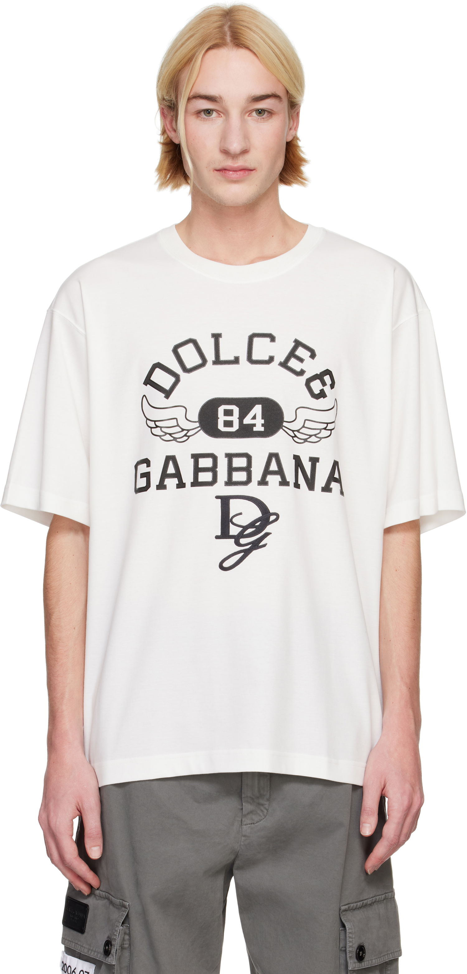 Tričko Dolce & Gabbana Round Neck T-Shirt with Graphic Print Biela | G8PN9ZG7NSN, 0