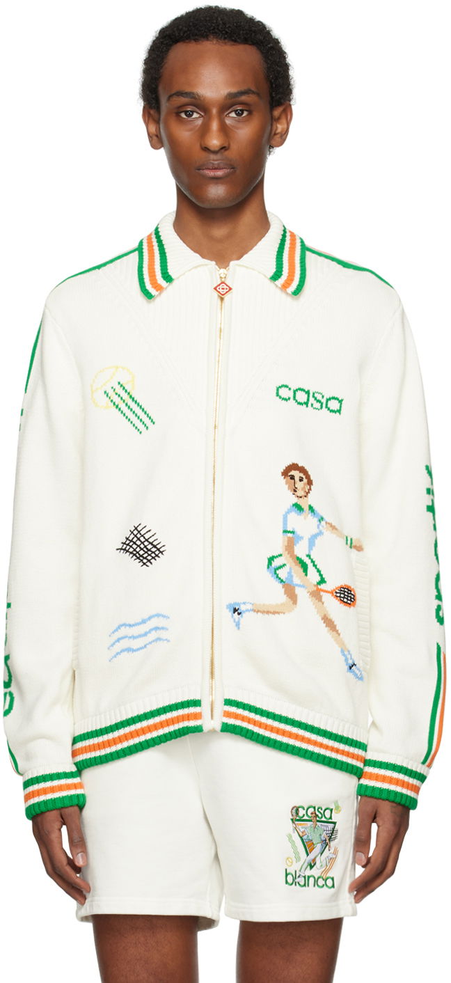 Sveter Casablanca 'Le Jeu' Zip-Up Sweater Biela | MPS24-KW-588-01, 0