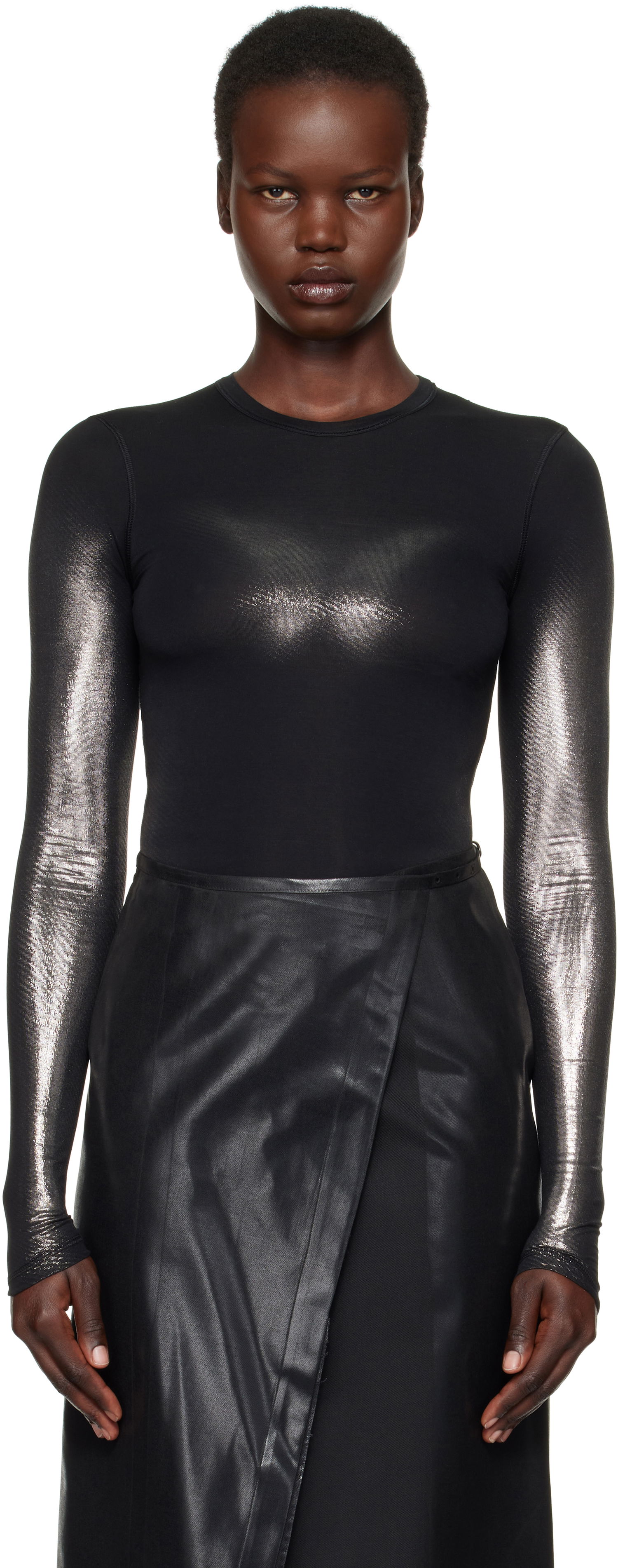 Body Diesel Long Sleeve Metallic T-Shirt Čierna | A15251 0WFBW, 0