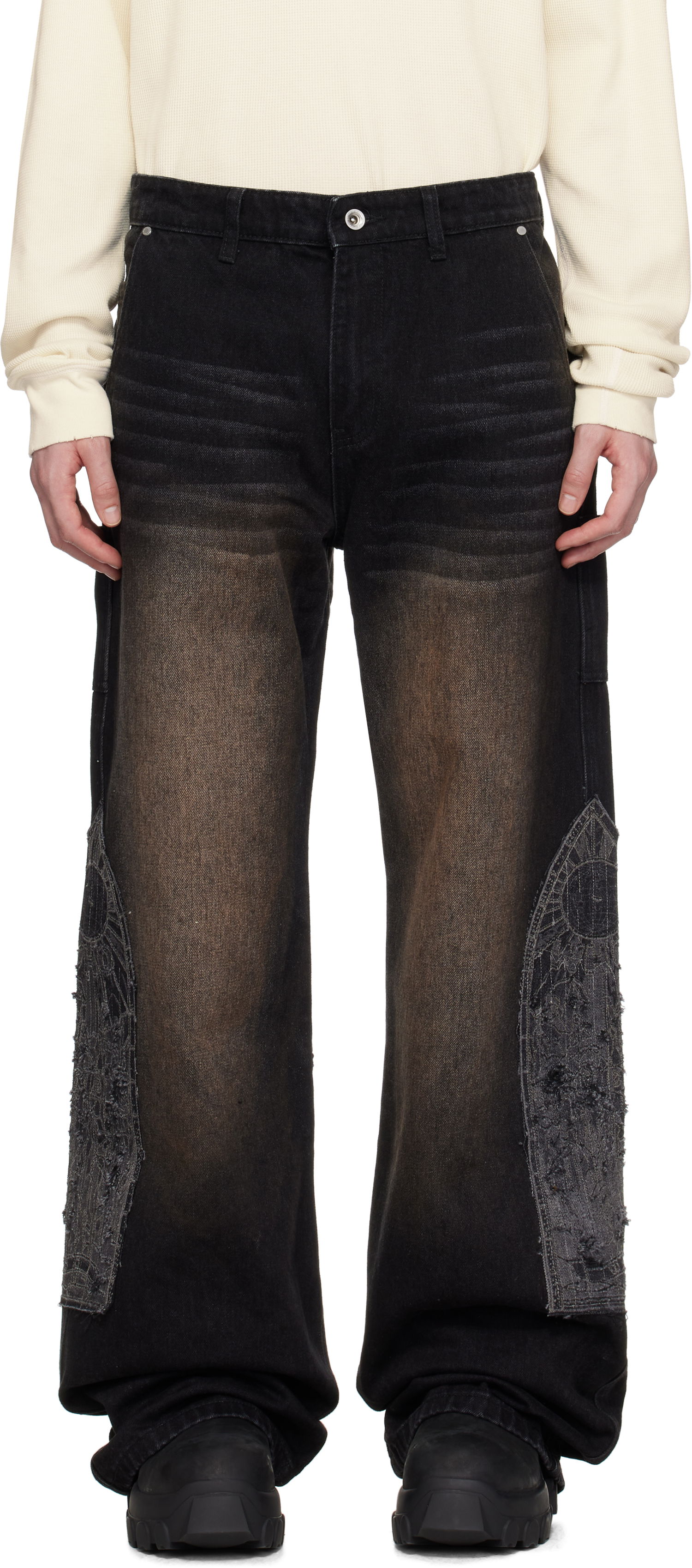 Džínsy Who Decides War Who Decides War Mocha Patched Jeans Čierna | 1120880017SS25, 0