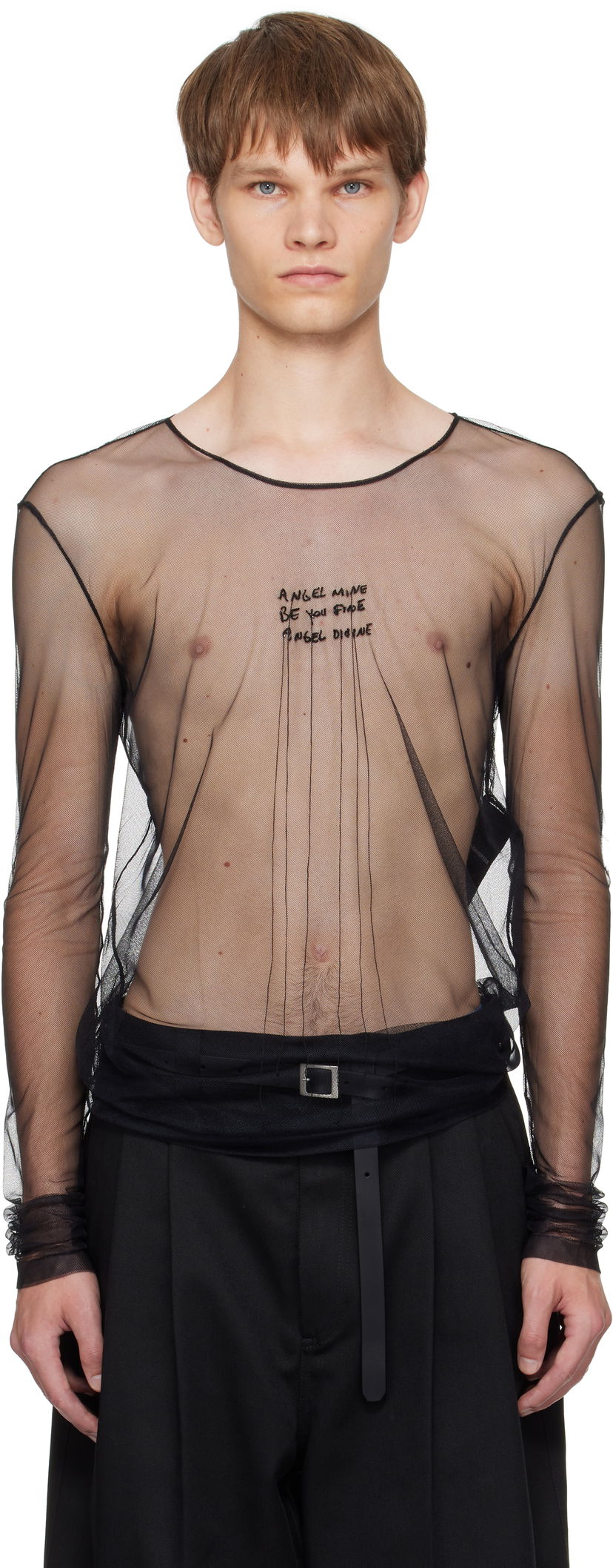 Tričko Ann Demeulemeester Ann Demeulemeester 'Angel Divine' Sheer Long Sleeve T-Shirt Čierna | B0013163-FA585-099