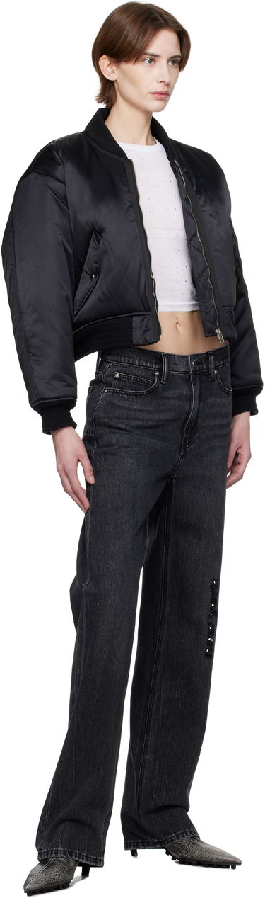 Bomber bunda Alexander Wang Alexander Wang Logo-Embroidered Cropped Bomber Jacket Čierna | 1WC1253278, 3