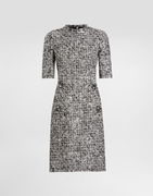 Dolce & Gabbana Raschel Tweed Midi Dress with Short Sleeves