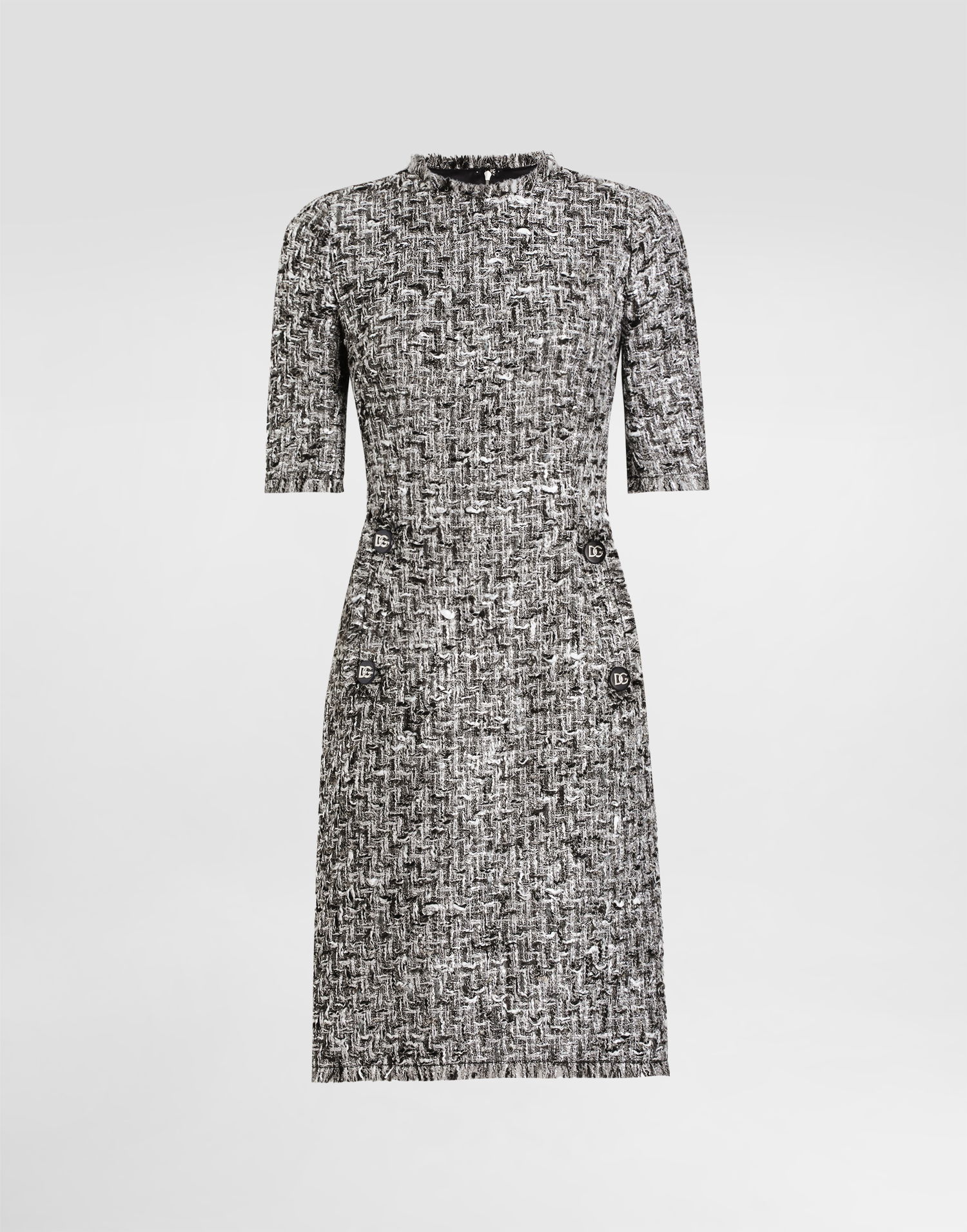 Šaty Dolce & Gabbana Dolce & Gabbana Raschel Tweed Midi Dress with Short Sleeves Rôznofarebný | F6TMFTFMMH7S8030, 0