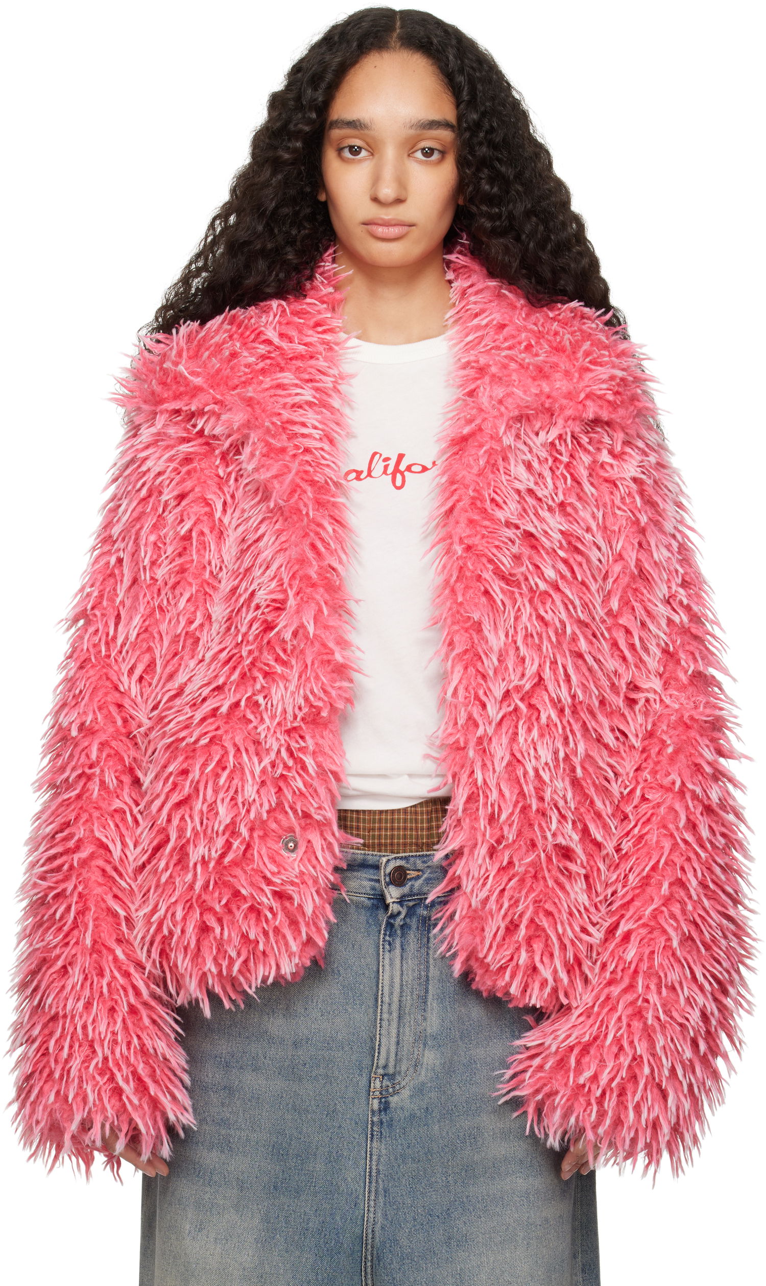 Bunda ERL ERL Varsity Faux-Fur Jacket Ružová | ERL10J001, 0