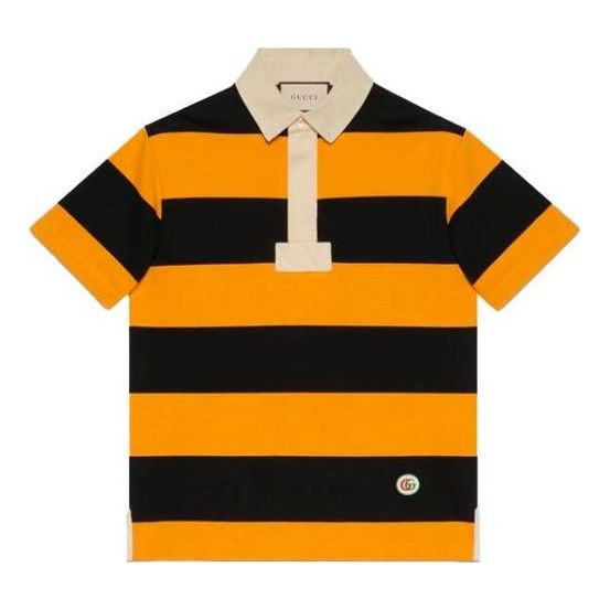 Polo tričko Gucci Striped Cotton Polo with Patch Žltá | 645251-XJC6F-7121