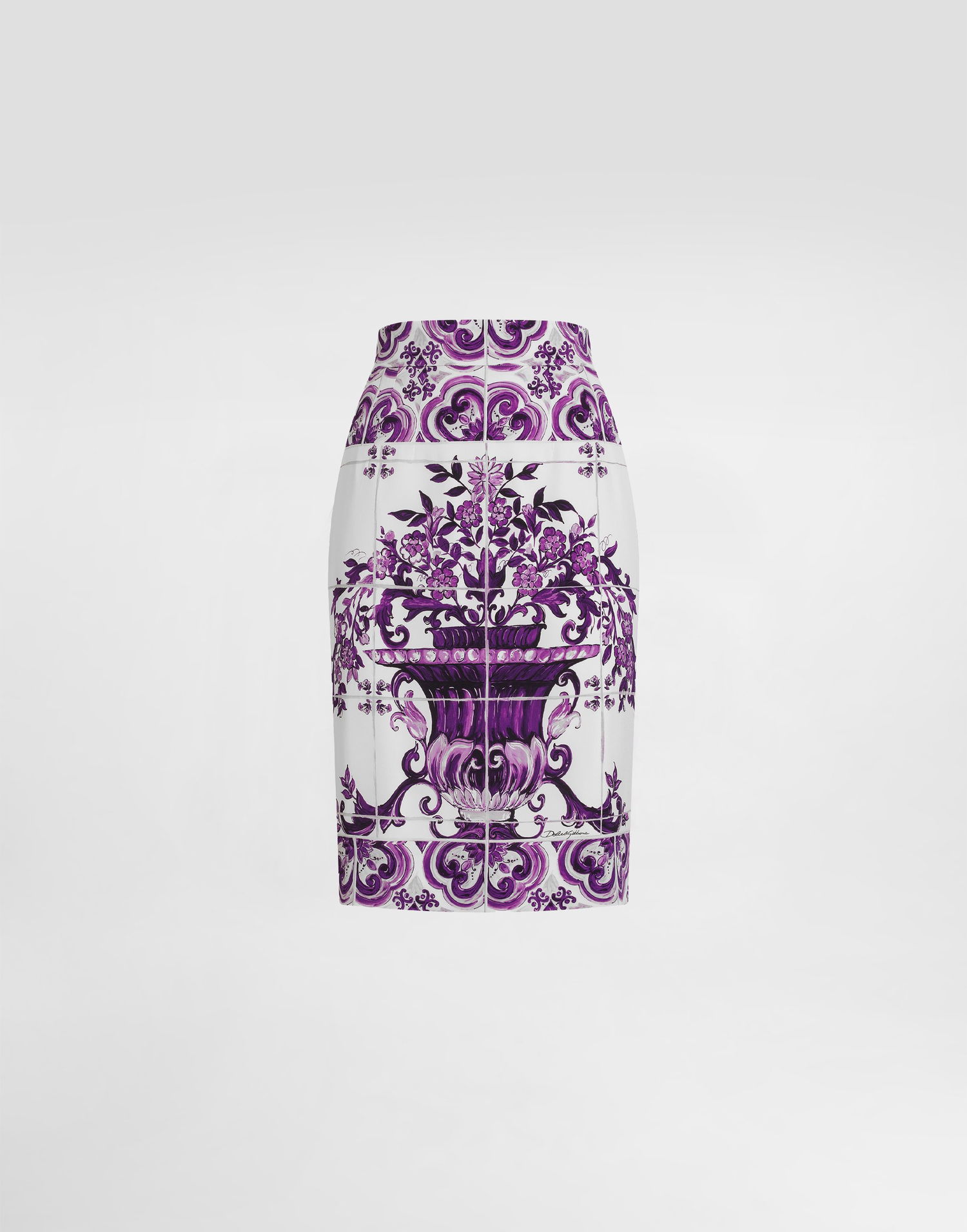 Sukňa Dolce & Gabbana Dolce & Gabbana Majolica Print Silk Fitted Skirt Fialová | F4C2CTHPABWIP3TN, 0