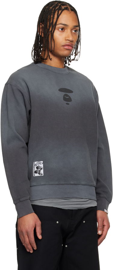 Mikina AAPE by A Bathing Ape Moonface Diagonal Ribbed Crew Neck Sweatshirt Šedá | AAPSWMC381XXPBKL, 1