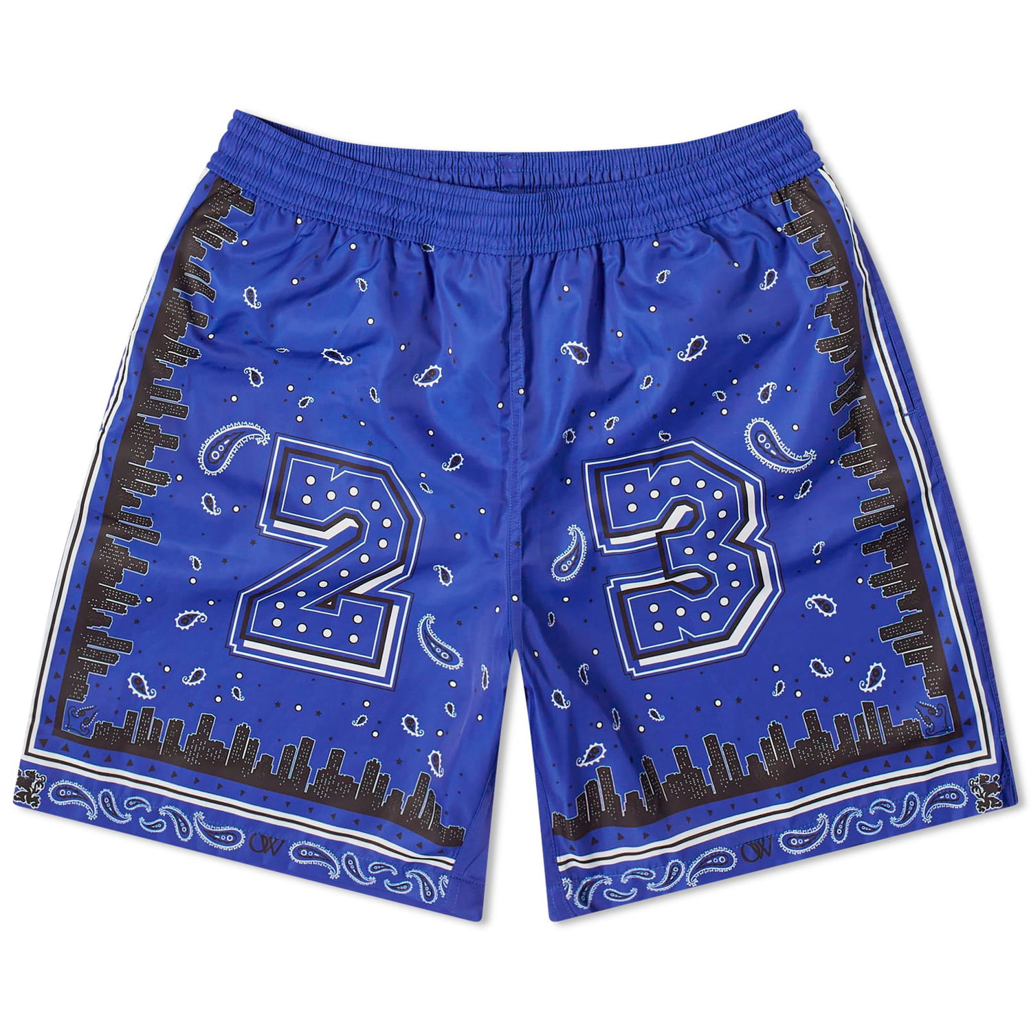 Plavky Off-White Bandana Swim Shorts Modrá | OMFD008S24FAB0024600, 0