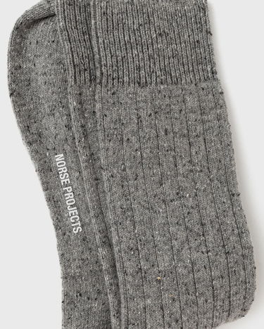 Ponožky NORSE PROJECTS Bjarki Neps Wool Rib Sock Šedá | N82-0008-1500, 1
