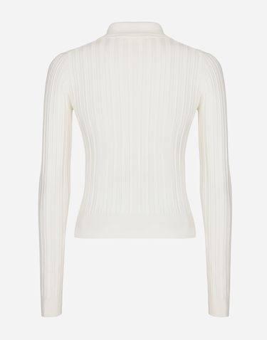 Polo tričko Dolce & Gabbana Cropped Ribbed Viscose Polo Shirt Biela | FXZ02TJDMA2W0800, 1