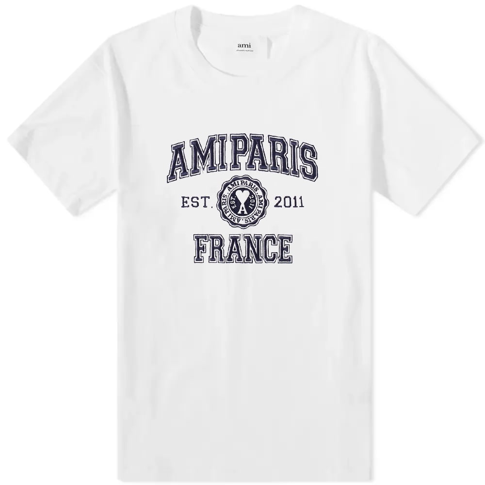 Tričko AMI Paris Varsity Logo Tee Biela | HTS008-726-100, 0