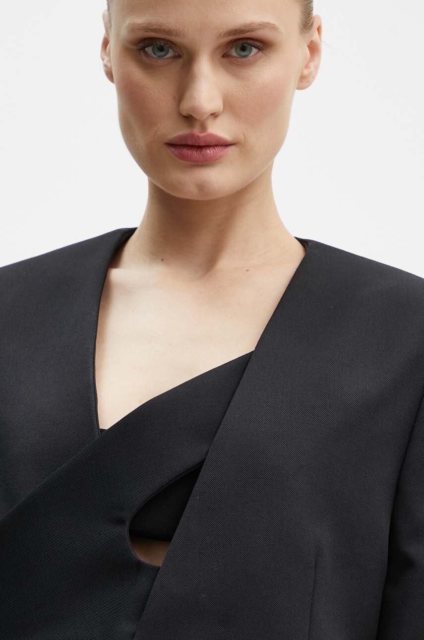 Black Cutout Wool Blazer
