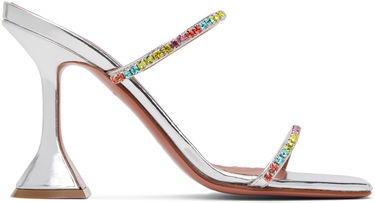 Doplnky Amina Muaddi Amina Muaddi Gilda Crystal-Embellished Heeled Sandals Metalická | GILDA SLIPPER CL MIRROR COCKTAIL, 0
