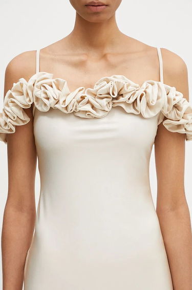 Šaty Coperni Maxi Ruffle Dress Béžová | COPR113545, 4