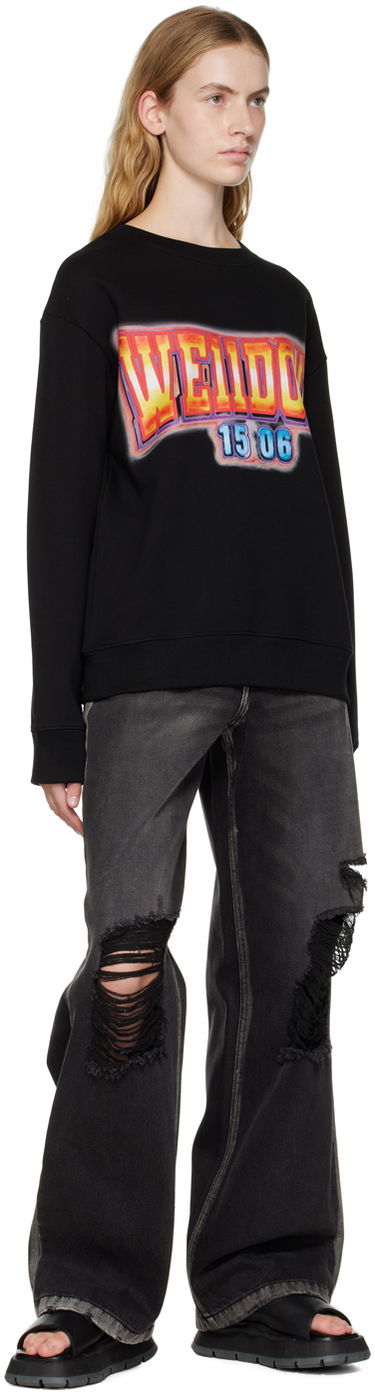 Sveter We11done We11done Crewneck Sweatshirt with Graphic Print Čierna | WD-TS3-22-765-U-BK, 3