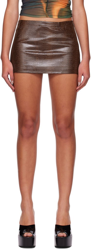 Sukňa Miaou Miaou Fig Faux-Leather Miniskirt Hnedá | 4016PYPCPY, 0