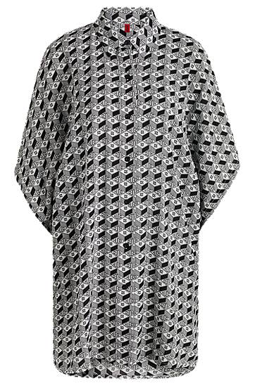Košeľa BOSS Geometric Print Short Sleeve Tunic Čierna | 50515787, 0