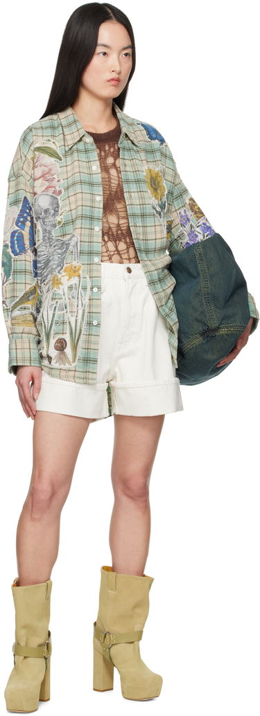 Košeľa R13 R13 Drop Neck Applique Plaid Shirt Zelené | R13WR004-R483B, 3