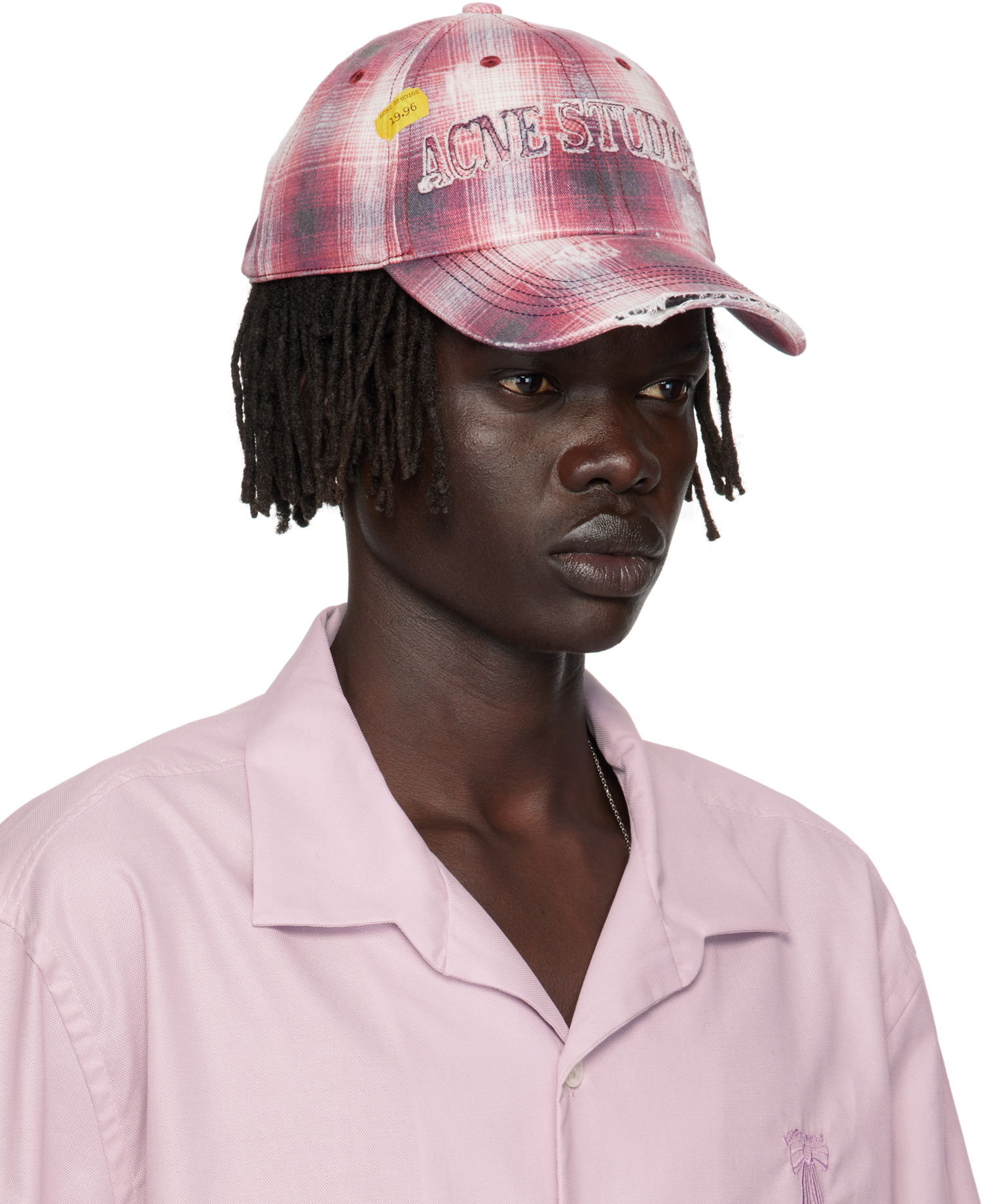 Šiltovka Acne Studios Distressed Plaid Cap Ružová | C40411-, 1