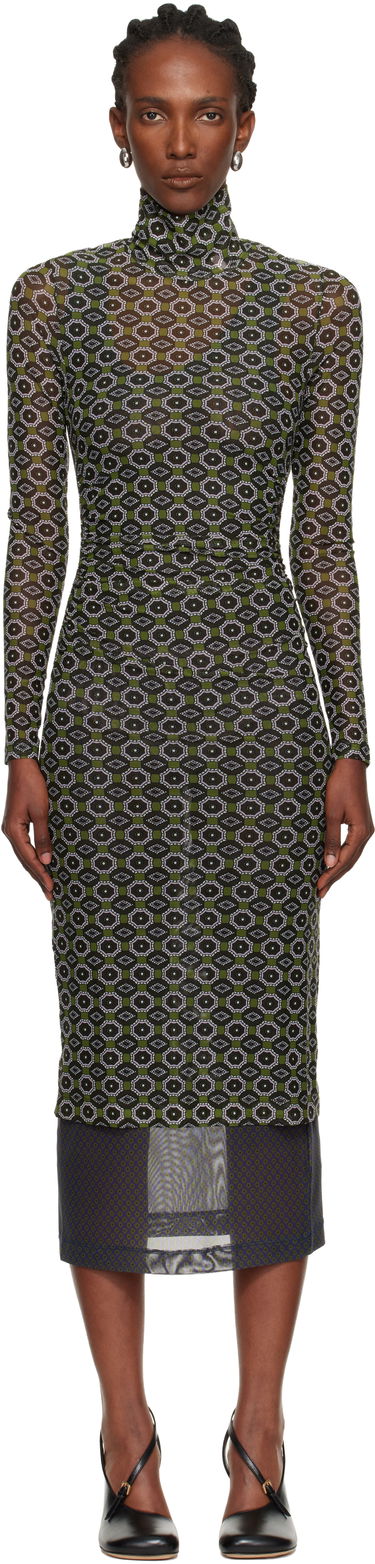 Šaty Dries Van Noten Dries Van Noten Geometric Pattern Transparent Mesh Turtleneck Midi Dress Rôznofarebný | 252-011124-2623, 0