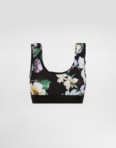 Podprsenka Dolce & Gabbana Dolce & Gabbana Floral-Print Activewear Bra Top Čierna | F777YTFSG8LHN5JC, 0
