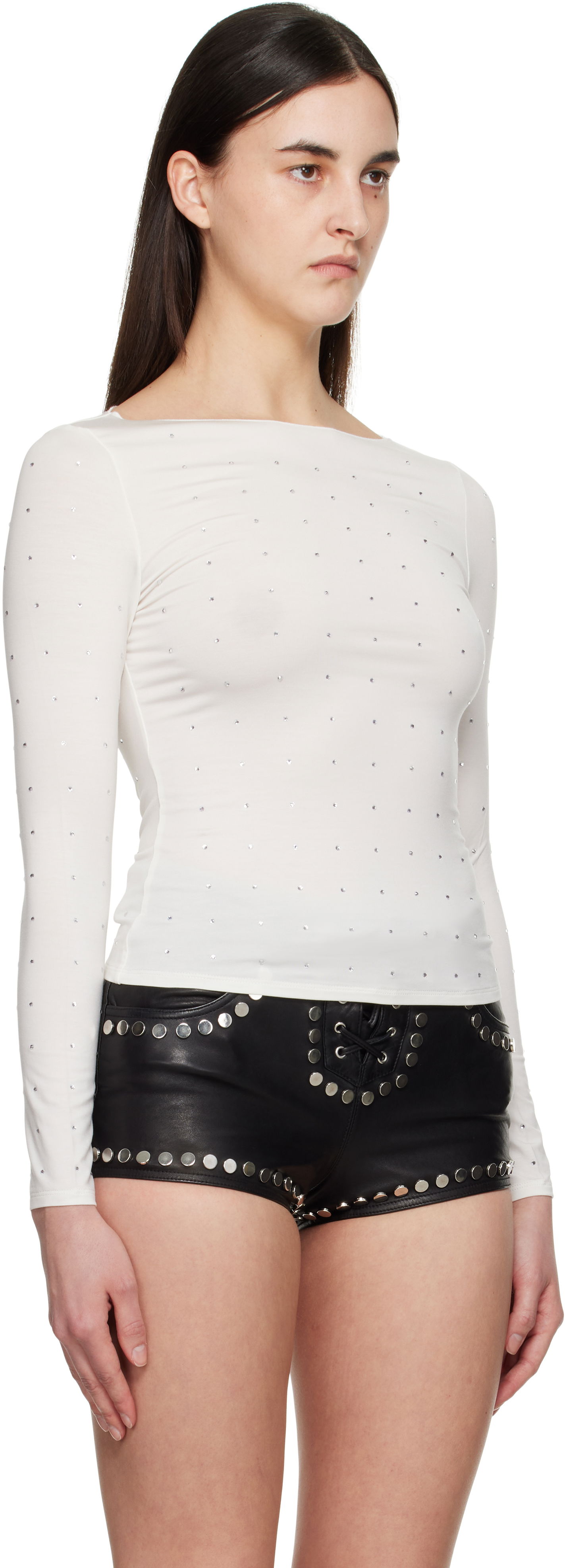 Tričko Miaou Miaou Amelia Crystal-Embellished T-Shirt Biela | 7183TJRPEA, 1